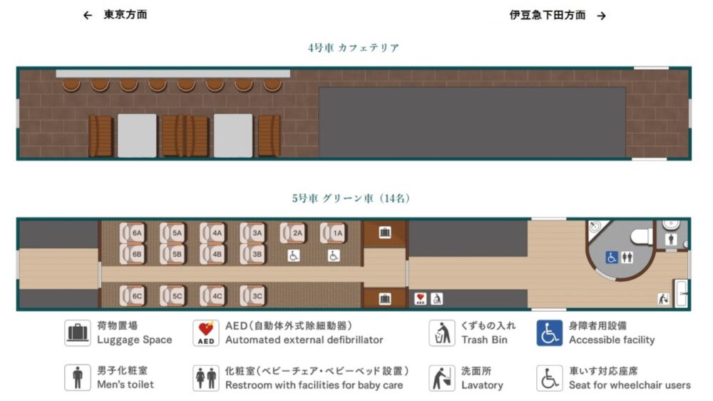 4号車と5号車の座席表