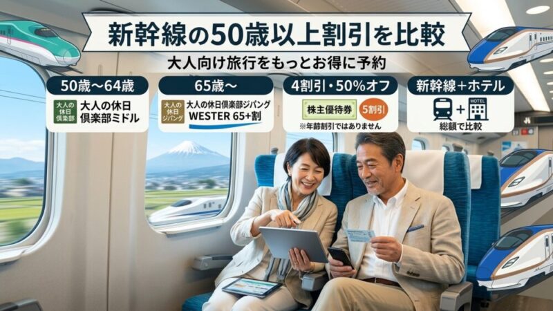 新幹線の50歳以上割引を比較｜大人向け旅行をもっとお得に予約