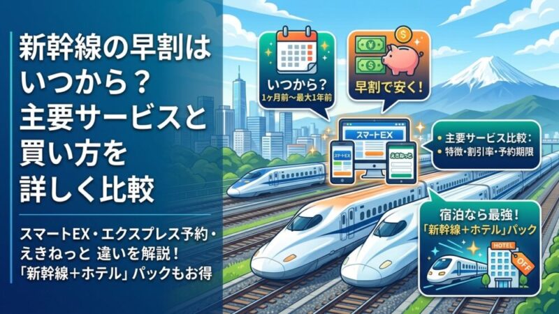 新幹線の早割はいつから？主要サービスと買い方を詳しく比較